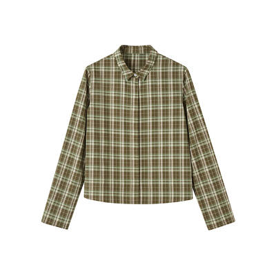 indicia标记女士翻领格子衬衫