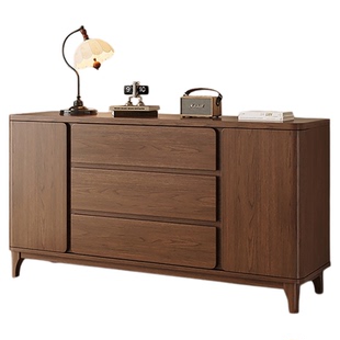 实木斗柜卧室靠墙储物柜中古风收纳柜床尾置物柜客厅抽屉柜五斗柜