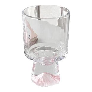 高颜值观山玻璃水杯女生可爱高级感轻奢高脚啤酒杯创意饮品咖啡杯