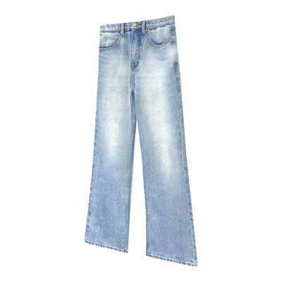 517冰蓝水洗微喇牛仔裤