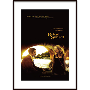 经典爱情电影海报爱在日落黄昏时 Before Sunset咖啡厅有框装饰画
