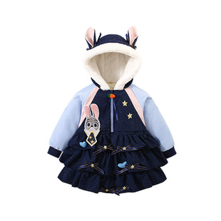 Hi！Fish女童外套冬保暖棉服朱迪兔子警官衣服儿童加绒加厚超好看