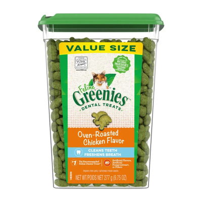 Greenies美国绿的猫咪洁齿饼干猫零食磨牙洁牙健齿桶装洁牙袋装