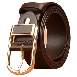 啄木鸟牛皮男士皮带针扣休闲腰带真皮裤带皮带男真皮个性正品高档