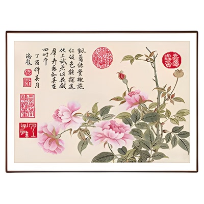 2023新款红艳芬芳图十字绣清代董诰名画线绣高级感小件刺绣古绢布