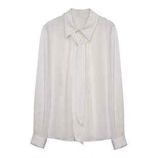 Lavinia白色可拆卸领带衬衫女2025秋冬新款气质通勤职业上衣正装