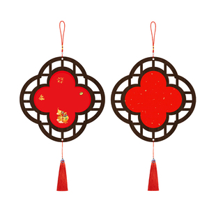 善琏湖笔2026年福卡挂件新款中国风仿古窗花款挂饰万年红画纸挂件空白手写斗方福字红纸书法双面灯笼中国结