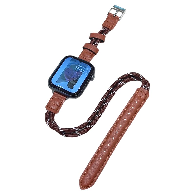 适用双圈手绳皮革iwatch表带