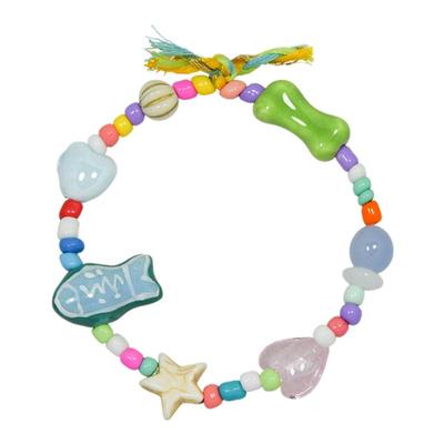 AWE周深同款橘猫小鱼串珠手链女