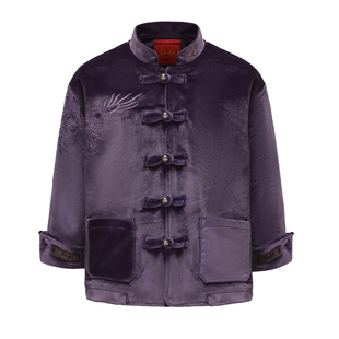 万图岁福童装【紫龙王】秋冬新款中国风国潮儿童丝绒唐装亲子装