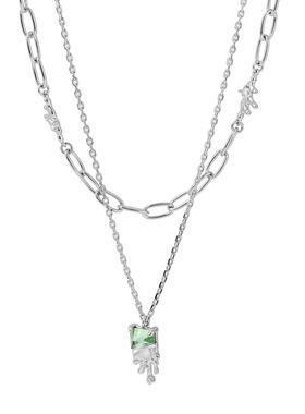 初懂铜镀白金锆石项链女高级风