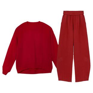 ZzZHANG【开运红！】重磅休闲卫衣+阔腿裤套装美式复古运动两件套