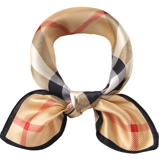 宝宝格子真丝小方巾男童桑蚕丝围巾女童丝巾英伦儿童三角巾围脖