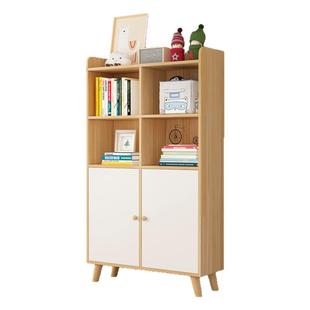 实木书架家用简约现代置物柜定制儿童简易书柜组合格子柜落地矮柜