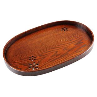 中式茶点盘禅意古风高级茶店托盘椭圆形木盘美容院水果盘点心餐盘
