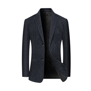 2025秋季新款皮尔卡丹正品男装西服加绒加厚中青年西装冬装外套