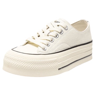 日本JGYPDM 2026头层牛皮小白鞋女厚底板鞋真皮软底运动休闲女鞋