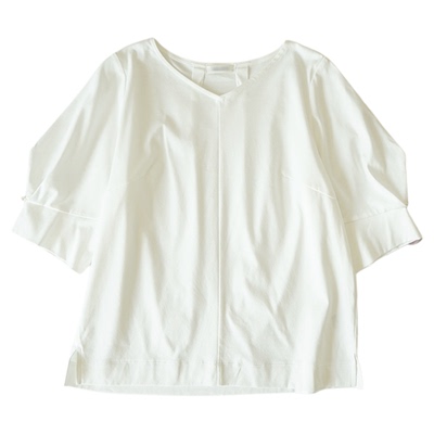 纯棉五分袖小洋装T恤女通勤百搭