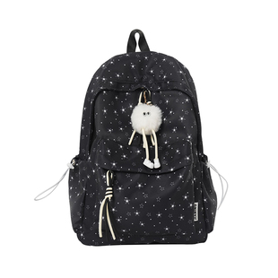 书包初中生女黑色ins休闲百搭星星双肩包女学生背包学院风高颜值