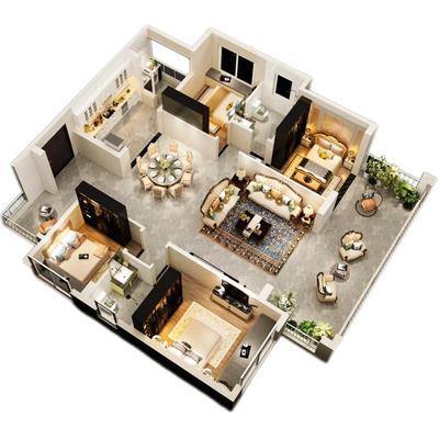 装修设计效果图定制全屋设计3Dmax建模制作CAD代画酷家乐室内设计