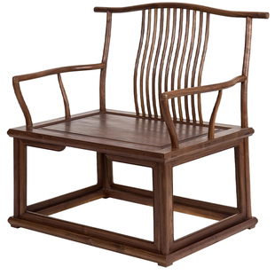 南家茶桌椅子新中式主人椅北美黑胡桃木茶椅主人位茶室实木靠背椅