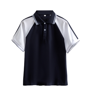 夏季藏青色校服套装休闲纯棉翻领POLO衫初中学生短袖班服新款定制