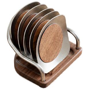 瓷牌茗钛镶胡桃木杯垫中式禅意高端茶杯托防烫隔热垫茶盏托茶配件