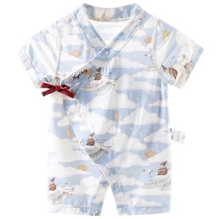 [云端之旅]aqpa新生儿婴儿衣服夏季薄款莫代尔宝宝衣服连体衣哈衣