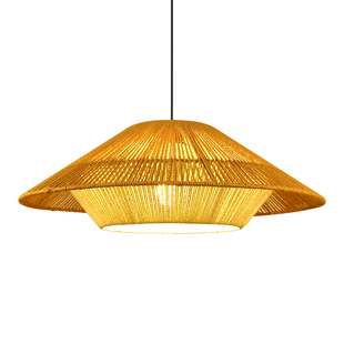 日式侘寂风艺术吊灯创意个性餐厅卧室民宿编织麻绳北欧设计师灯具