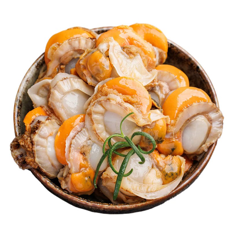新鲜冷冻特大个扇贝肉海鲜红贝烧