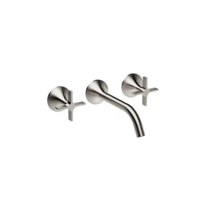 德国当代面盆水龙头入墙式预埋暗装龙头冷热枪灰色仿古双把水龙头