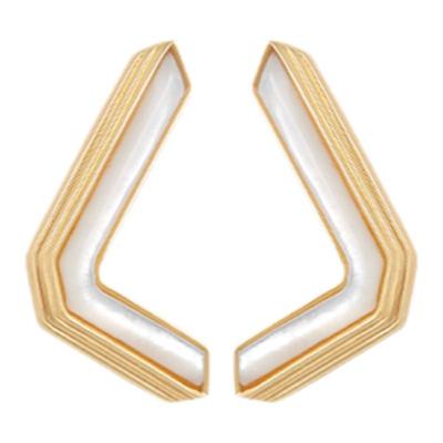 neverfar半框贝母耳钉铜镀18K金