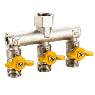 全铜4分水龙头三通阀门带开关一分三路四通角阀分水器进水管接头