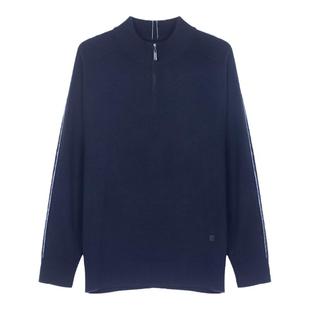 鹿王羊绒衫男士半高领拉链马鞍肩平针商务针织毛衣秋冬新款