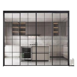 TATA木门室内厨房卫生间门极简玻璃推拉门铝合金隔断折叠门LB106T