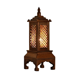 东南亚风格泰式灯具卧室实木床头灯中式复古禅意夜灯古风茶桌台灯