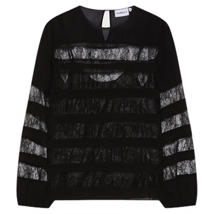 MARELLA 2025秋冬女装圆领蕾丝薄纱衬衫上衣3116105202