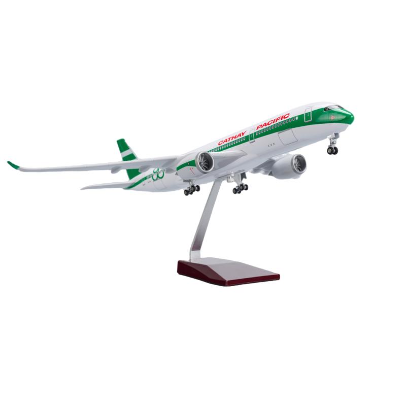 带灯国泰航空客350仿真客机飞机模型摆件航模礼物收藏80周年B-LRJ