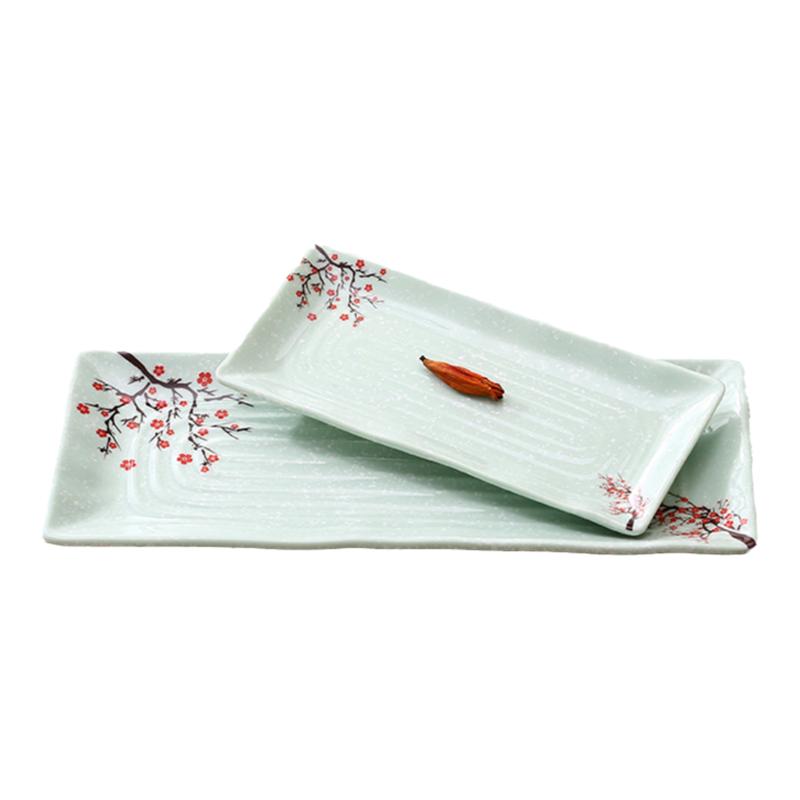 简米A5密胺盘子商用烤肉盘日式寿司长方盘火锅配菜仿瓷餐具雪夜红