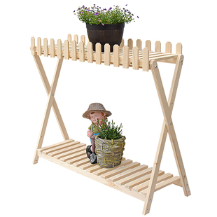 现代简约实木花架多层阳台吊兰绿萝室内户外复古做旧高大花盆架子