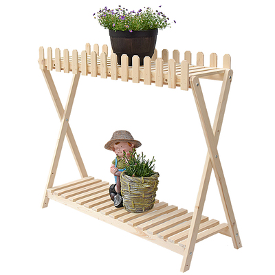 可移动双层高大实木花架