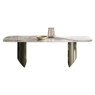 蒂诺莎轻奢岩板餐桌长方形潘多拉家用现代简约亮光岩板餐桌椅组合