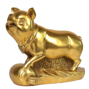 纯铜猪摆件招猪存钱罐生肖金属猪工艺品办公室客厅桌面补缺角
