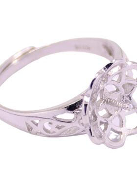 纯银戒指空托盘珍珠镶嵌S925时尚