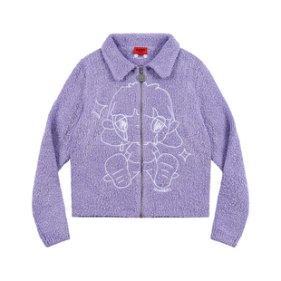 GOODBAI GOODEES流泪女孩图案翻领毛衣开衫