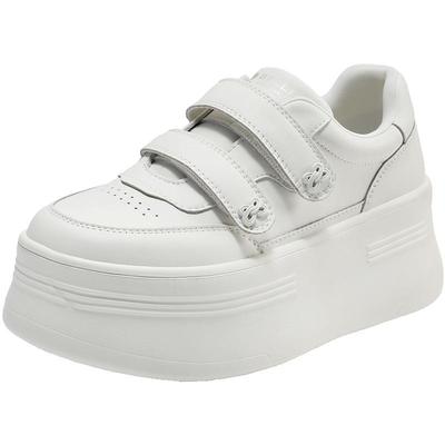 百丽厚底魔术贴小白鞋女秋季新款增高休闲运动板鞋子B2754CM5预