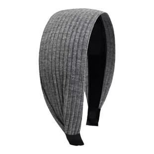 易梦玲同款发箍女高颅顶宽边针织坑条头箍显脸小灰色加宽发捆发带