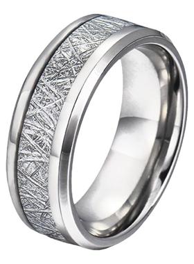 中性钛钢雾凇纹理戒指