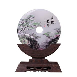 圆形摆件支架平安扣树脂底座托架实木工艺品瓷盘玉璧圆盘架子定制