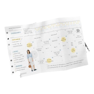 pinkline三折页月计划活页替换内芯纸手账本日历A5slim67奇葩ins